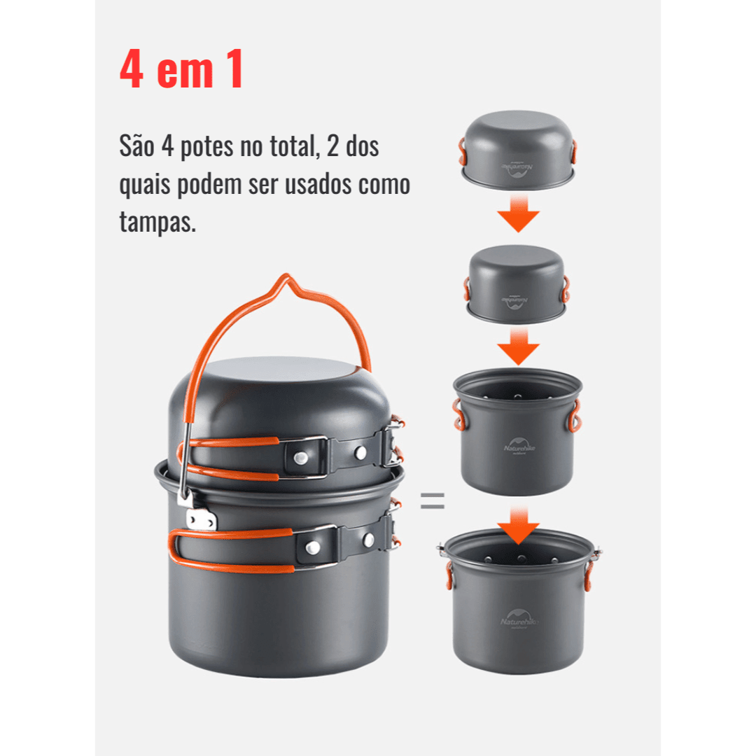 Kit Panelas de Acampamento 4 em 1 - PotSet