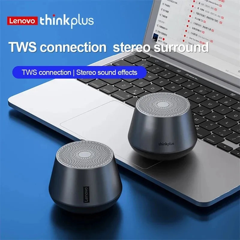 Mini Caixa de Som Lenovo-K3 Pro Alto-falante Bluetooth sem fio com graves, impermeável, textura metálica, interior do carro, alto-falante portátil ao ar livre